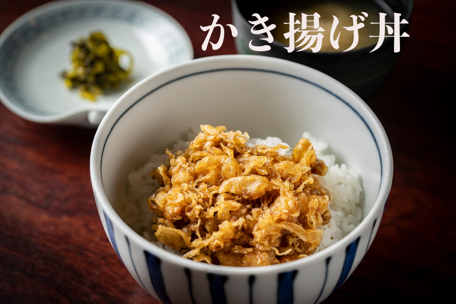Rice bowl topped with fritter tempura かき揚げ丼 kakiagedon
