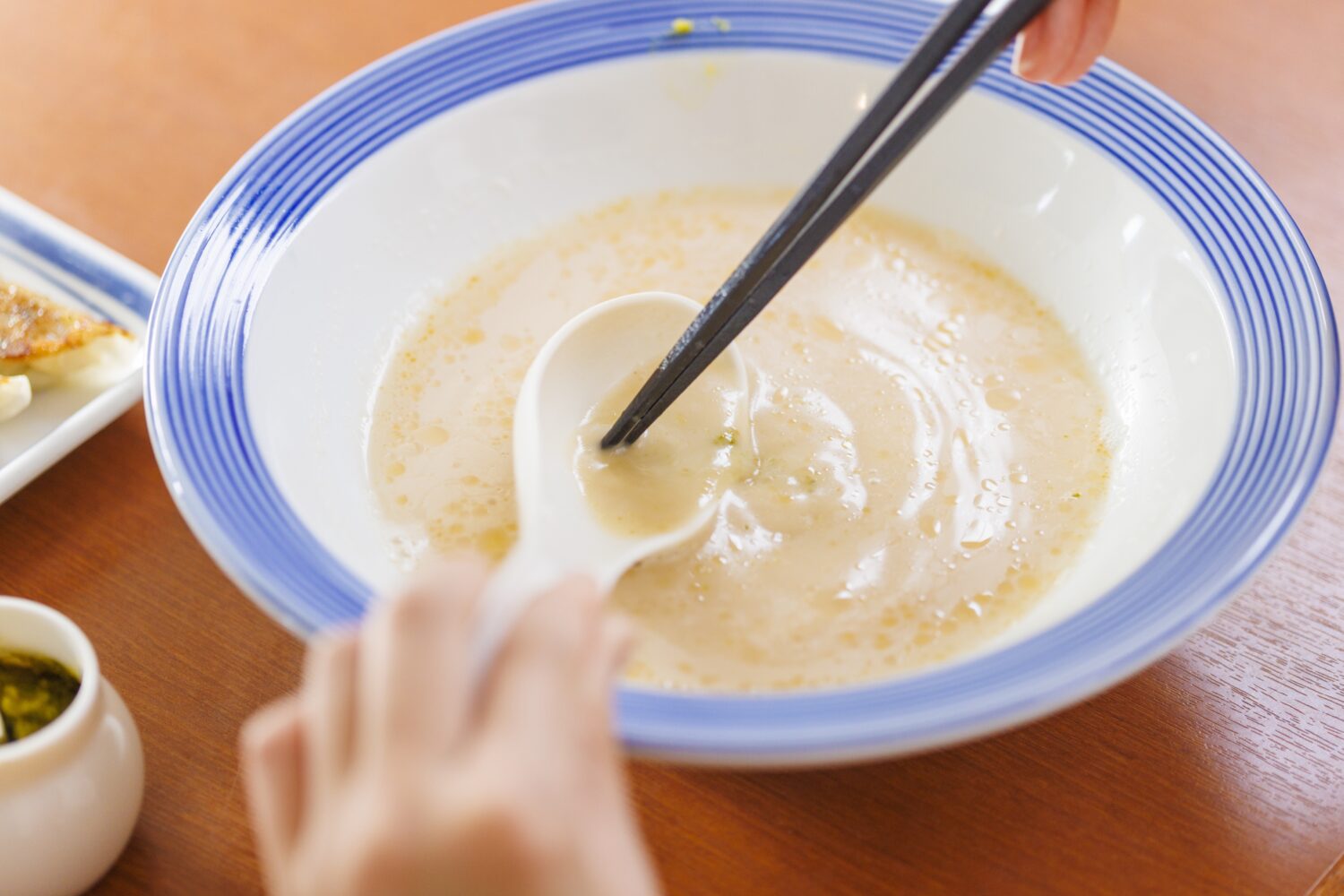 Finish off with gyoza (dumpling) soup.