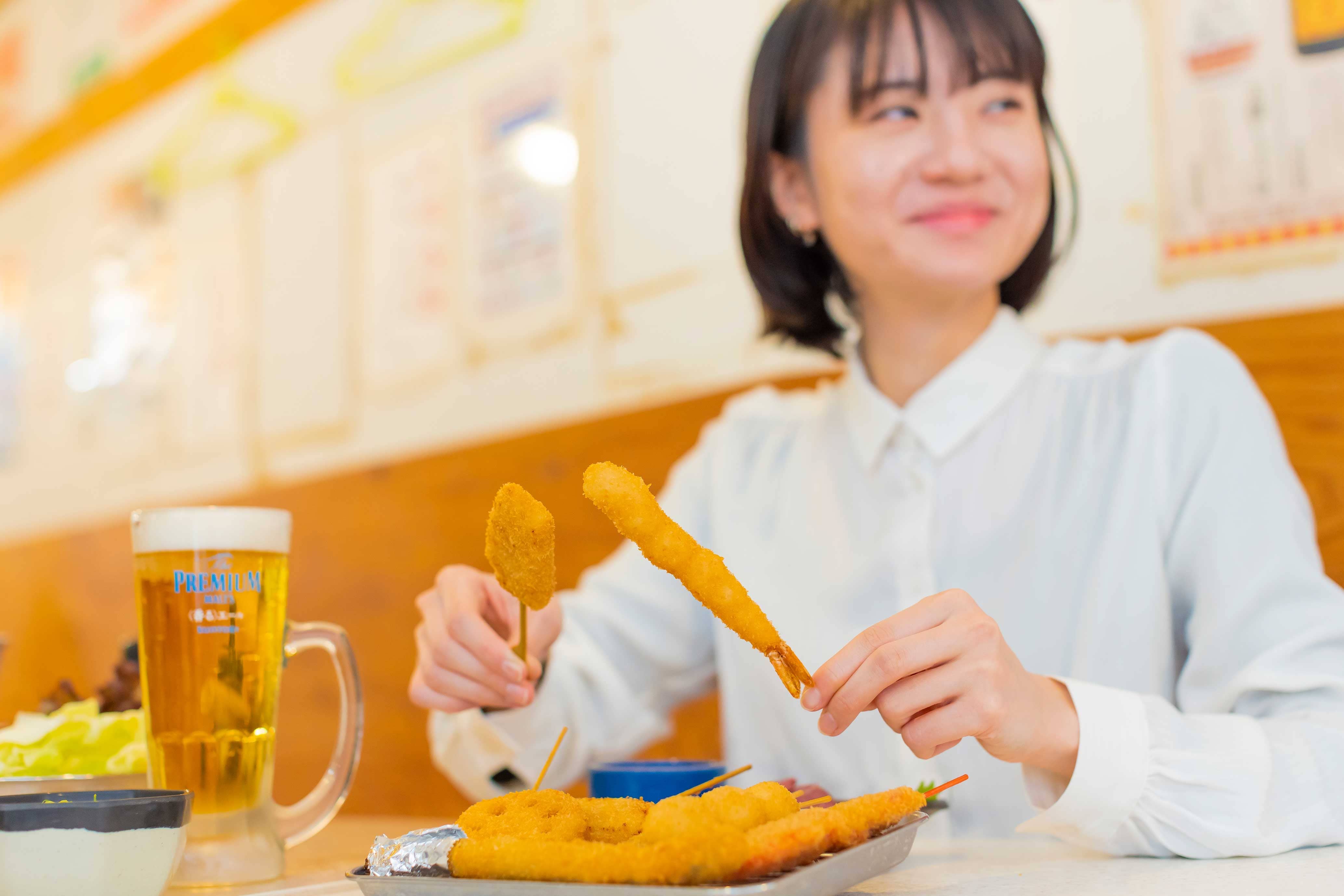 串カツ田中の楽しみ方|さいぼしから串カツ、かすうどんへ!