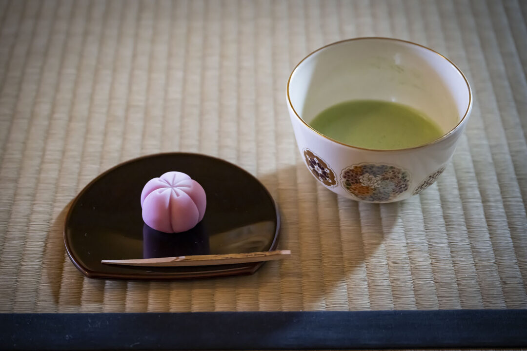 Enjoy the wagashi (traditional sweets) first