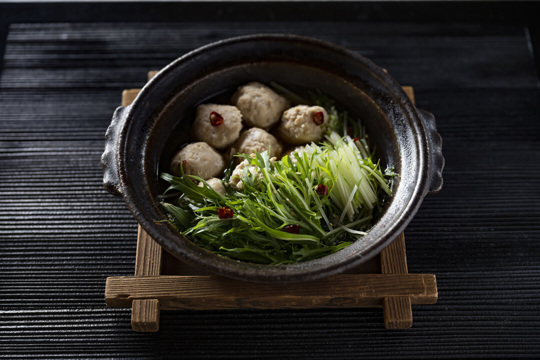 水菜と鶏団子の小鍋　Mizuna to tori dango no konabe 