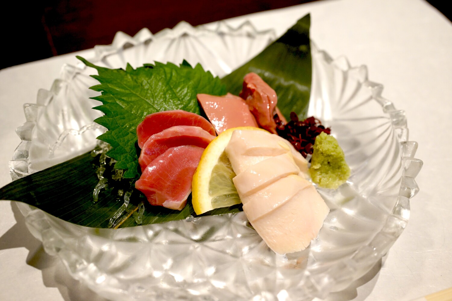 刺身　地鶏の刺身三種盛合せ